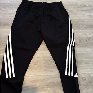 Adidas Black and White Sweatpants with Tapered Fit